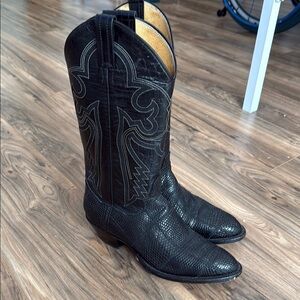 Black women’s Western Cowboy Boots exotic leather size 38